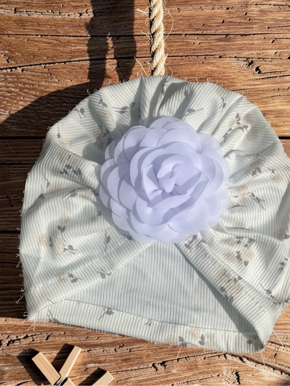 Handmade Baby Girl Floral Turban Hat with Flower Detail